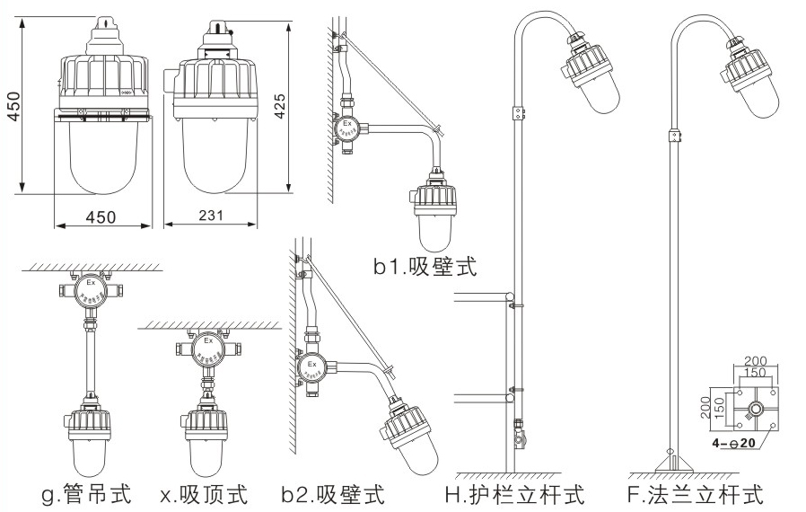 防爆灯尺寸图